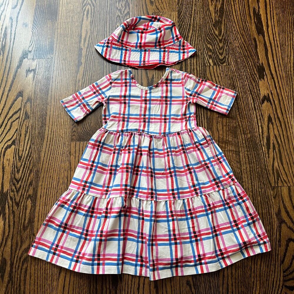 Hanna Andersson Plaid Dress and Hat Set (5Y)